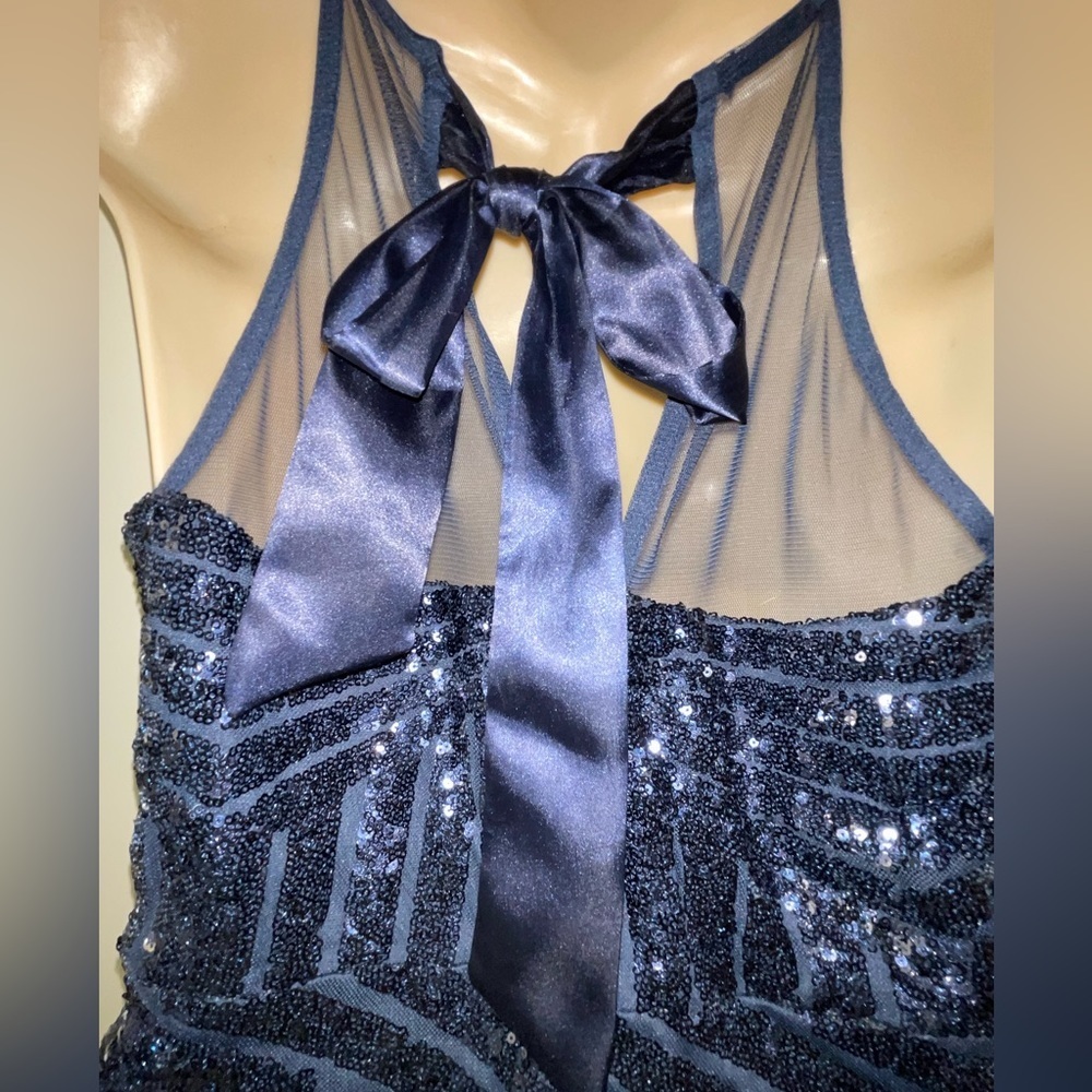 B Darlin Junior's Sequin t strap party holiday dress 11/12 Navy Blue - Picture 6 of 11